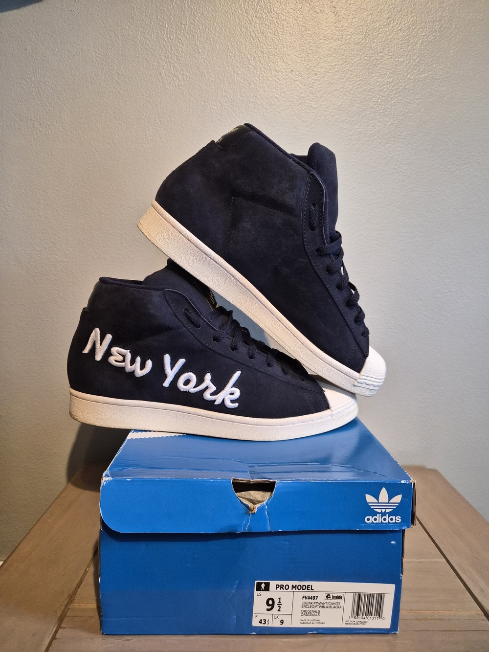 Adidas New York Mid-Top Sneakers in Navy